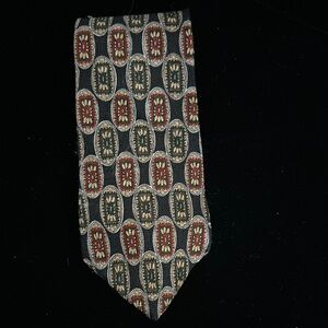 Oscar de la Renta Red and Green Geometric Tie
